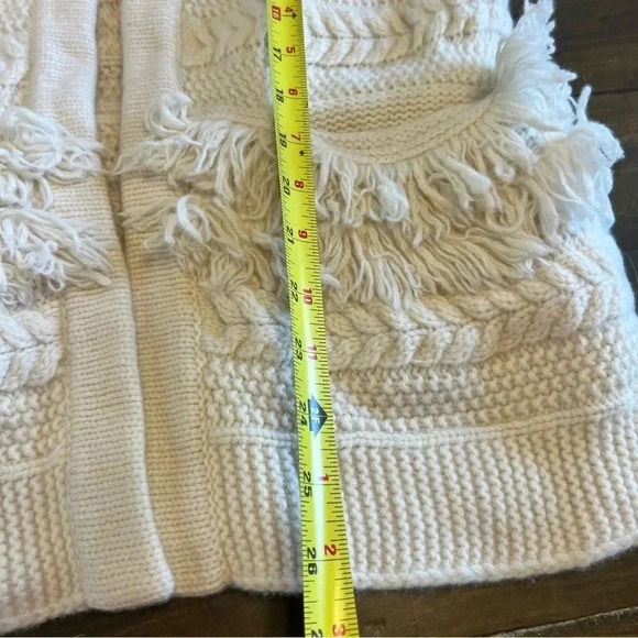 Madewell Desert Valley Fringe Cardigan Cream Western Boho Coastal Grandma Knit M - Picture 9 of 11